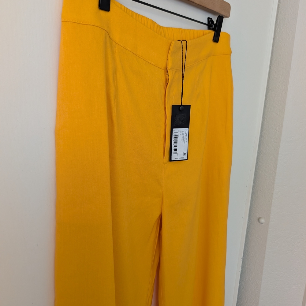 Gianni Bini Womens 8 Lucie Linen Pants Apricot NWT Vacation Resortwear Coastal - Picture 4 of 8